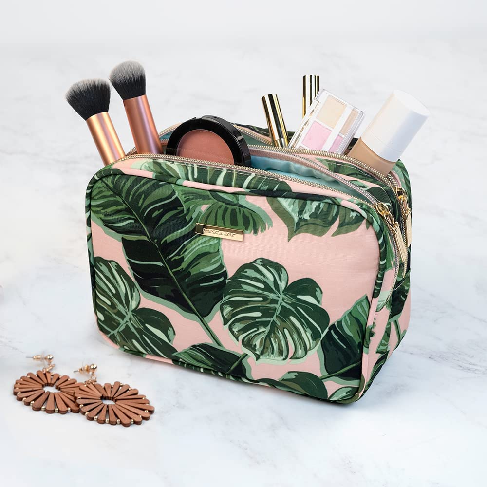 Allegro by Scunci Double Zip Travel Organizer Cosmetic Makeup Bag for Women and Girls